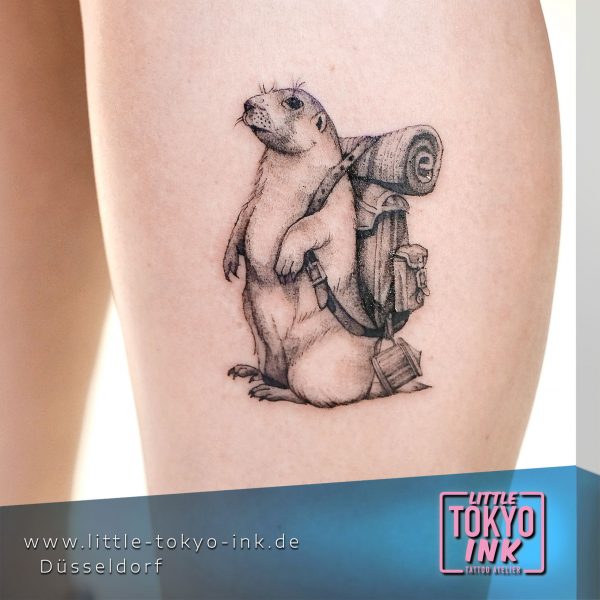 ALIENOSAURUS Tattoo-Artist,Murmeltier mit Rucksack